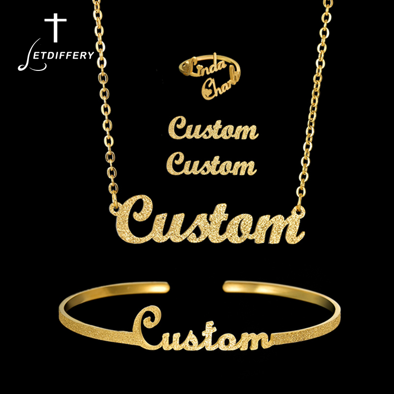 Name Necklace Custom - Letdiffery Custom Name Jewelry Set for