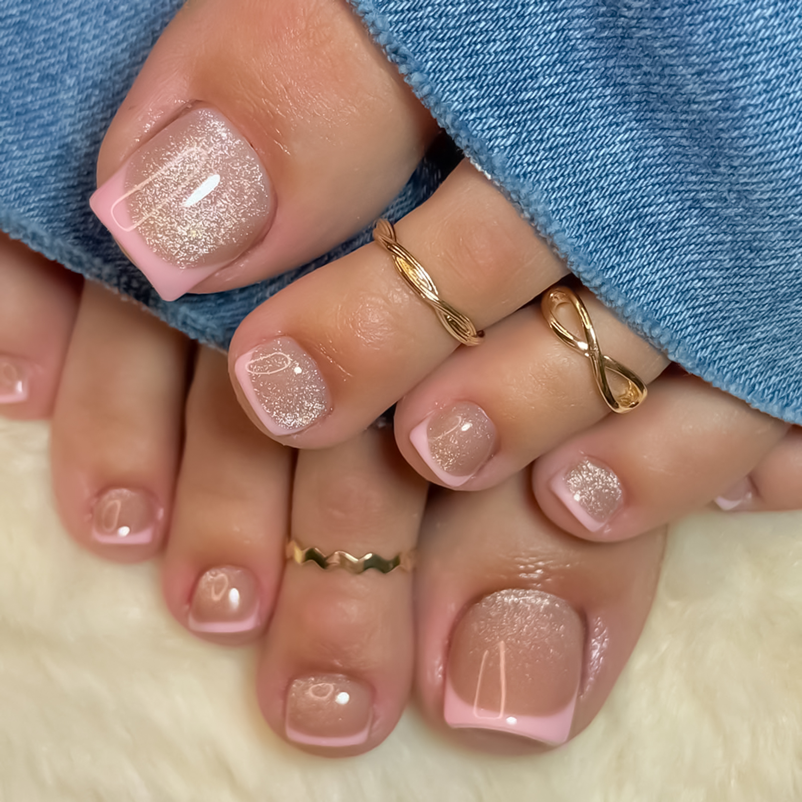 Nude Pink Color Fake Toenails  - Pressed Flower Art のレビューと価格