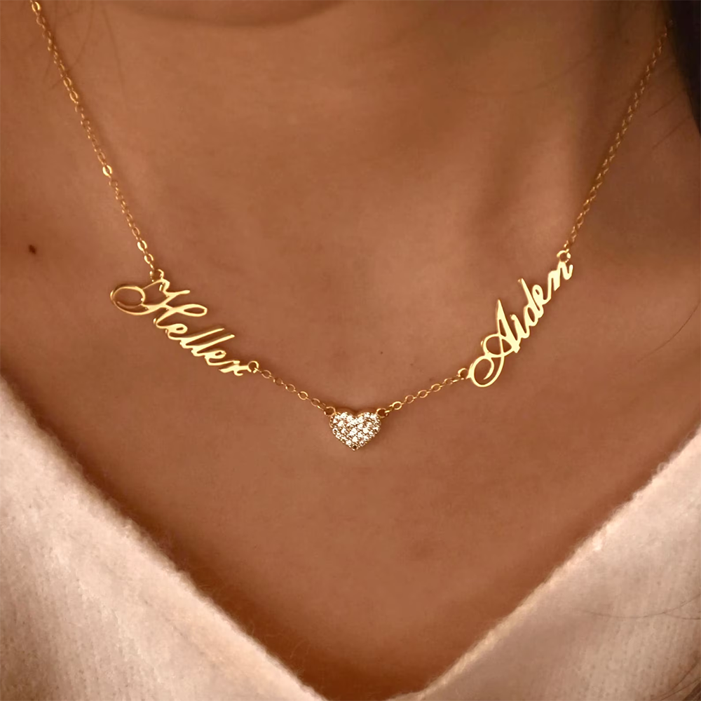 Custom Two Name Necklace For W - Name Necklace Custom のレビューと価格