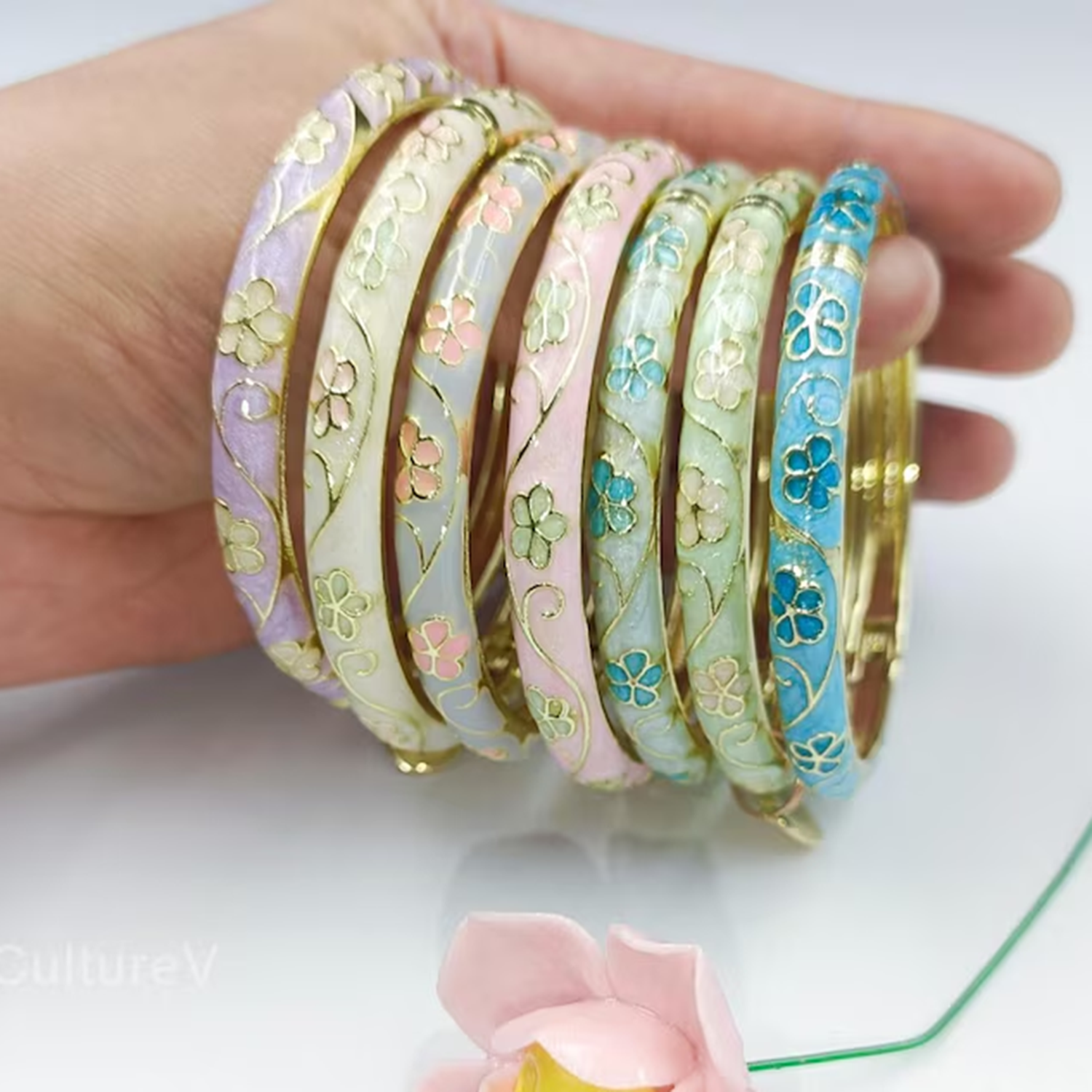 3/5PCS Enamel Cloisonné Bangle - Coordinates Bracelet のレビューと価格