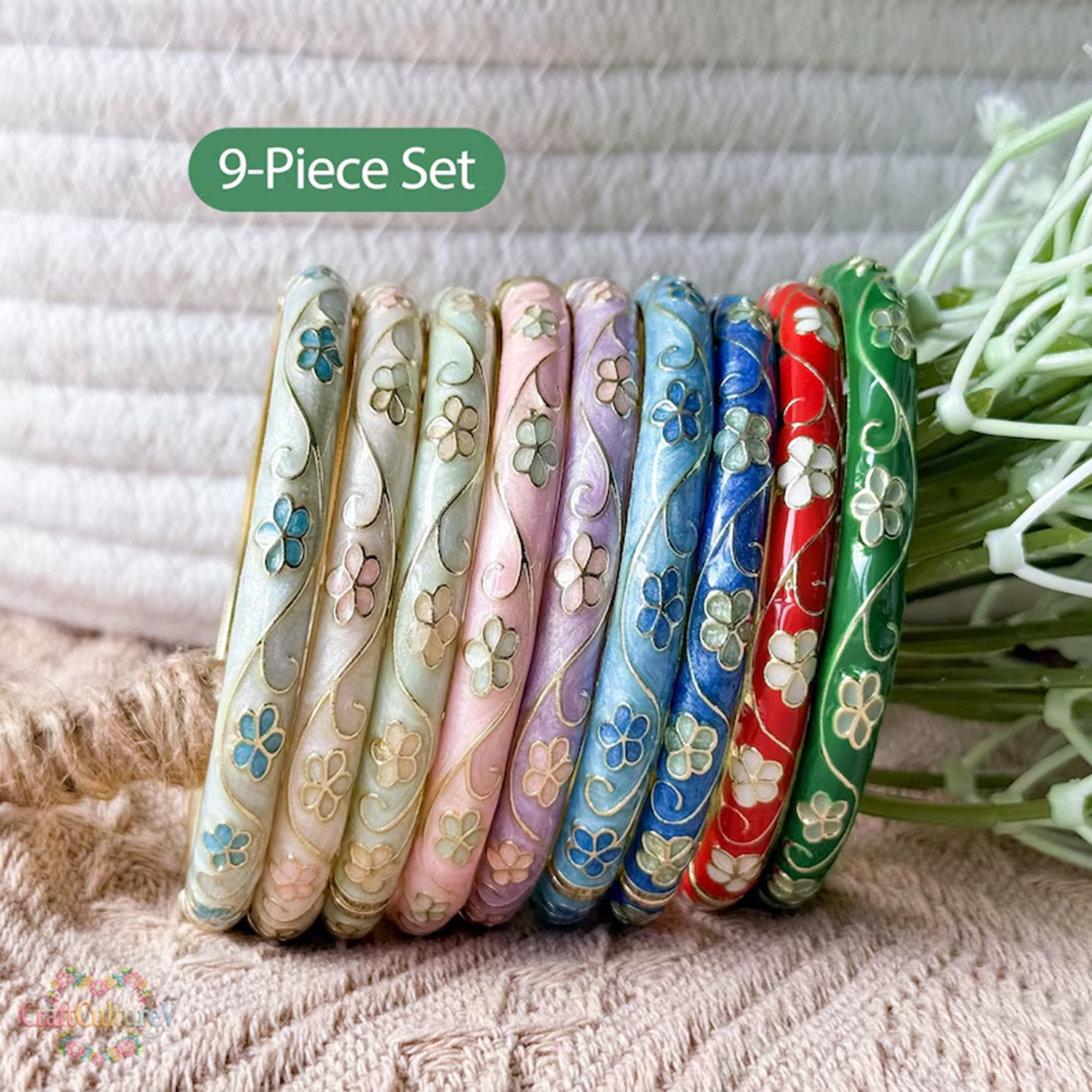 3/5PCS Enamel Cloisonné Bangle - Coordinates Bracelet のレビューと価格