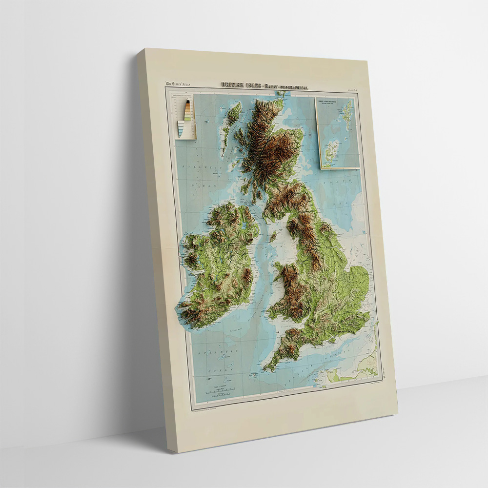 3D Relief Map of 1922 British  - Custom Map Poster のレビューと価格