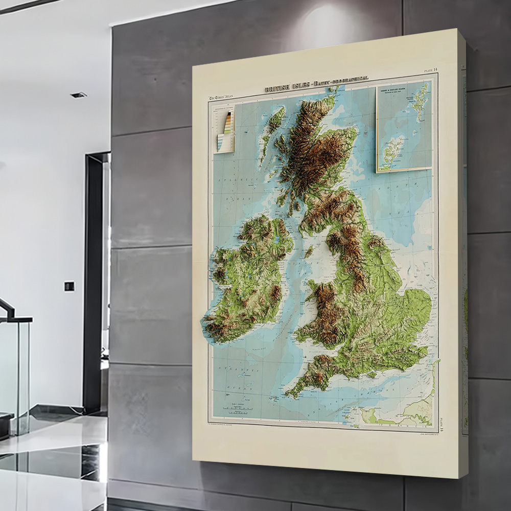 3D Relief Map of 1922 British  - Custom Map Poster のレビューと価格