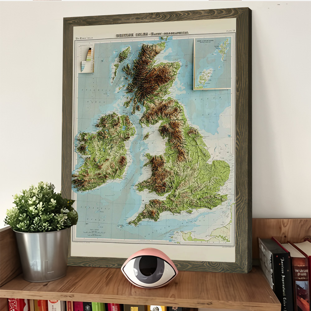 3D Relief Map of 1922 British  - Custom Map Poster のレビューと価格