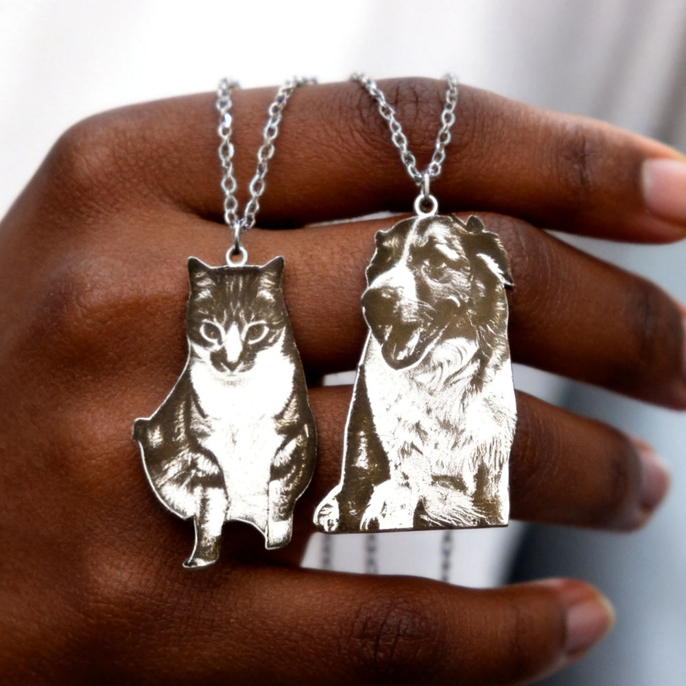 Custom Engrave Pet Photo Neckl - Pet Portrait Custom のレビューと価格
