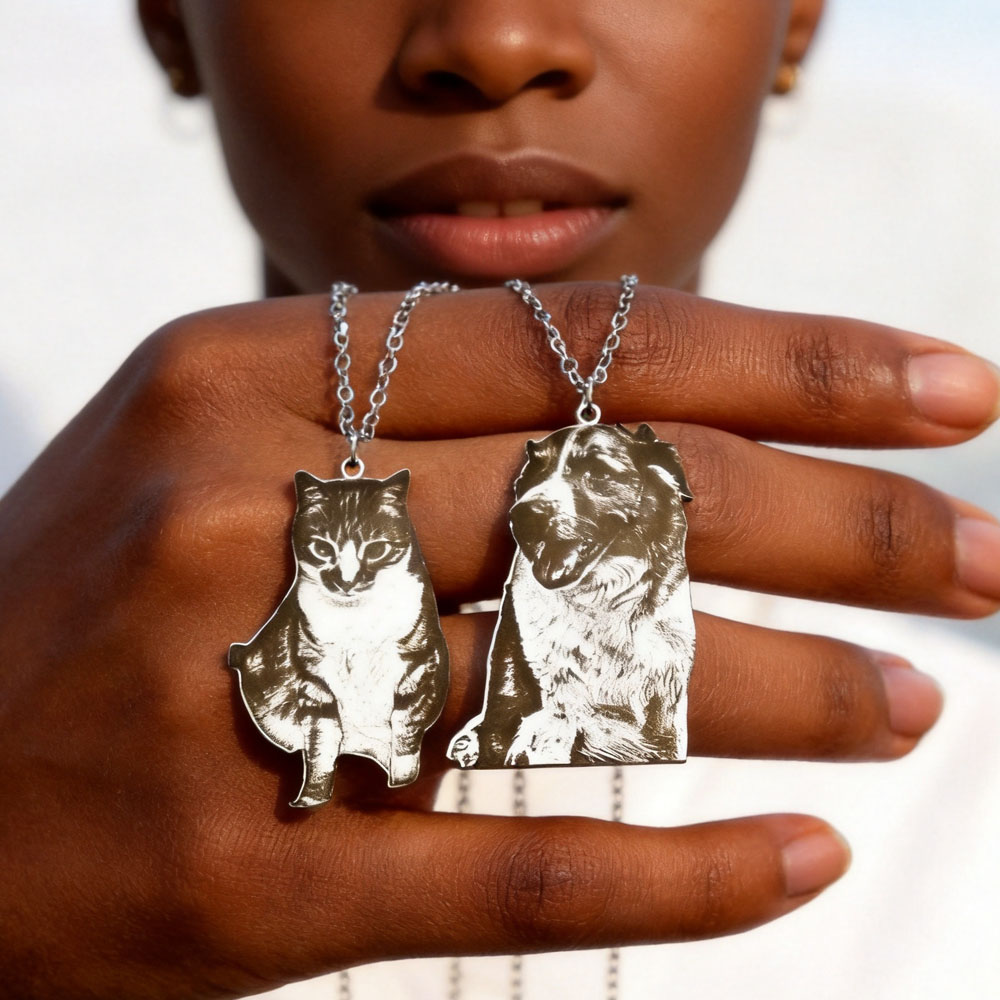 Custom Engrave Pet Photo Neckl - Pet Portrait Custom のレビューと価格