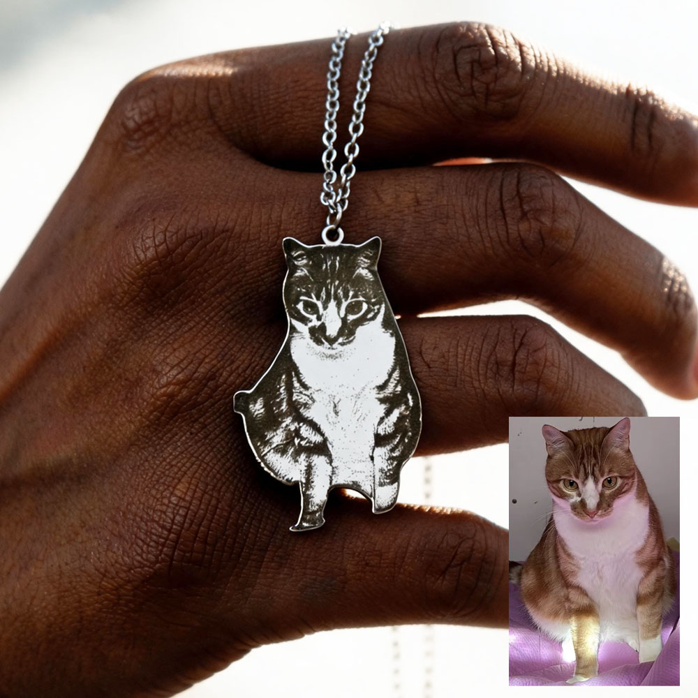 Custom Engrave Pet Photo Neckl - Pet Portrait Custom のレビューと価格
