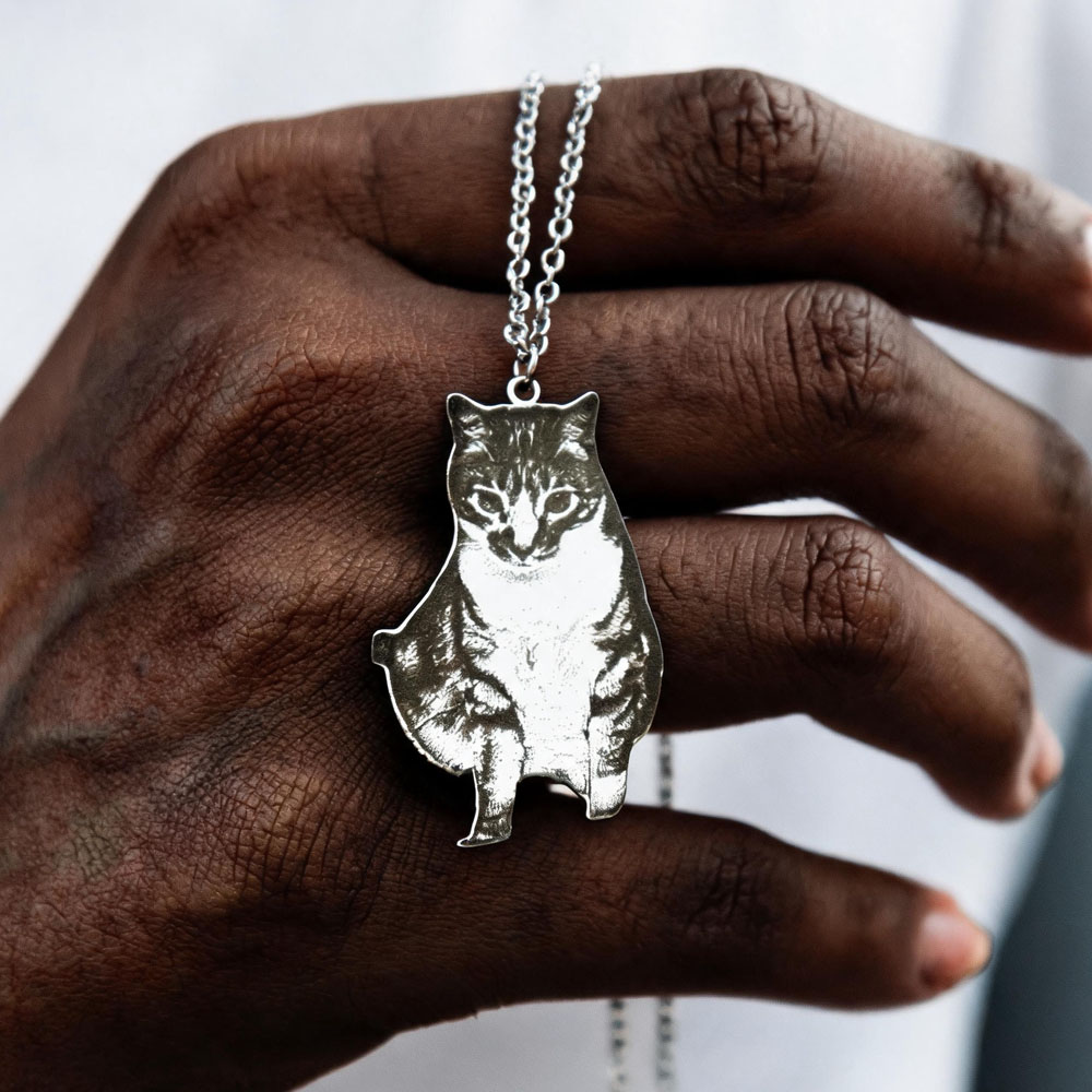 Custom Engrave Pet Photo Neckl - Pet Portrait Custom のレビューと価格