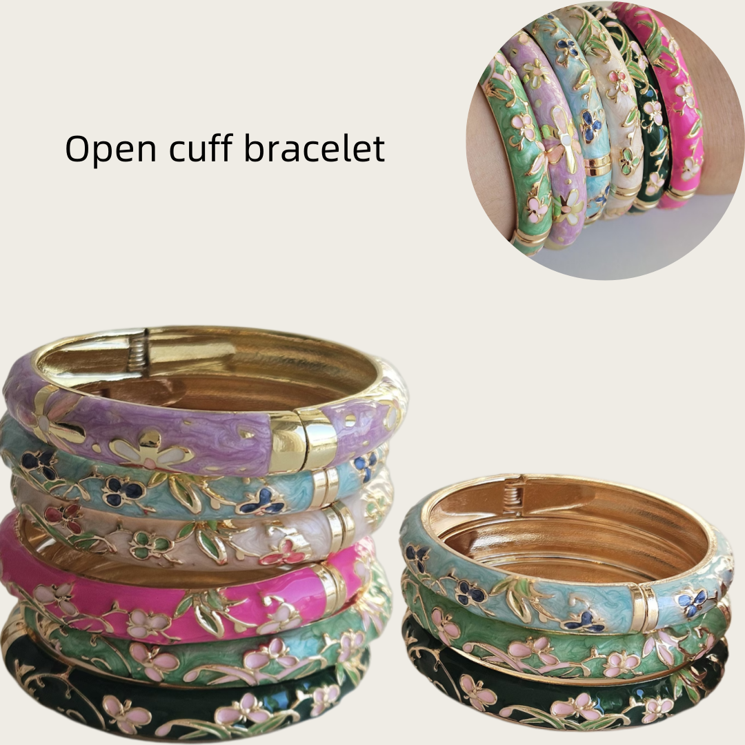 Open cuff bangle Enamel floral - Coordinates Bracelet のレビューと価格