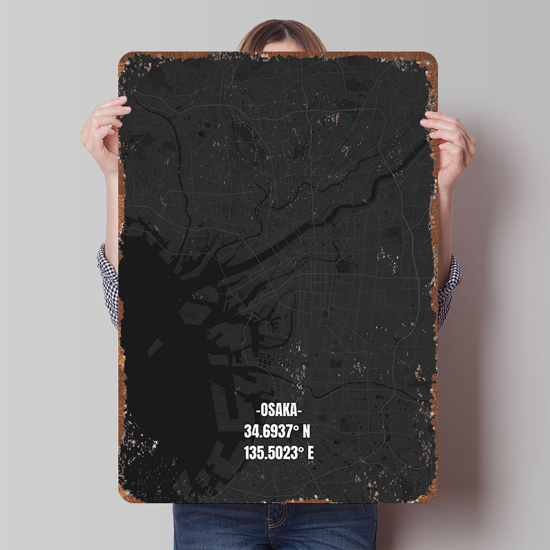 Osaka City Map Tinplate Poster - Custom Map Poster のレビューと価格