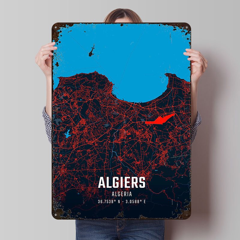 Algiers City Map Metal Poster  - Custom Map Poster のレビューと価格