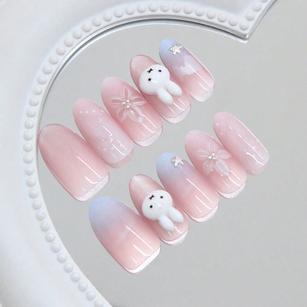 24Pcs Bunny Almond 3D Flower R - Pressed Flower Art のレビューと価格