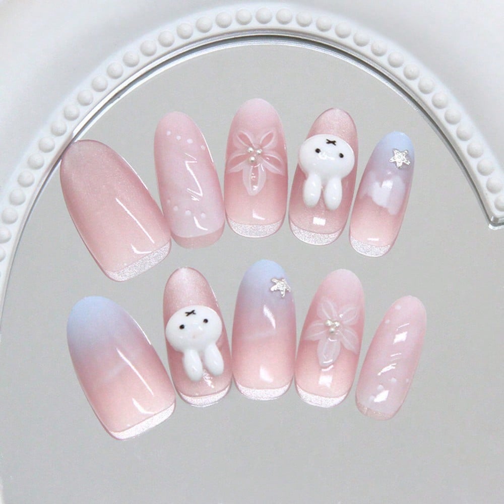 24Pcs Bunny Almond 3D Flower R - Pressed Flower Art のレビューと価格