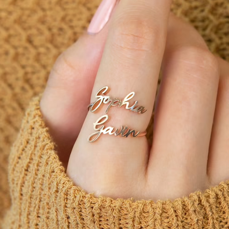 Custom Double Name Rings for W - Initial Ring Custom のレビューと価格