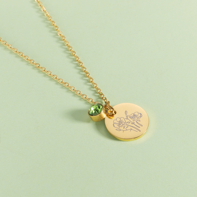 Crystal Birthstone Necklace fo - Birth Flower Necklace のレビューと価格