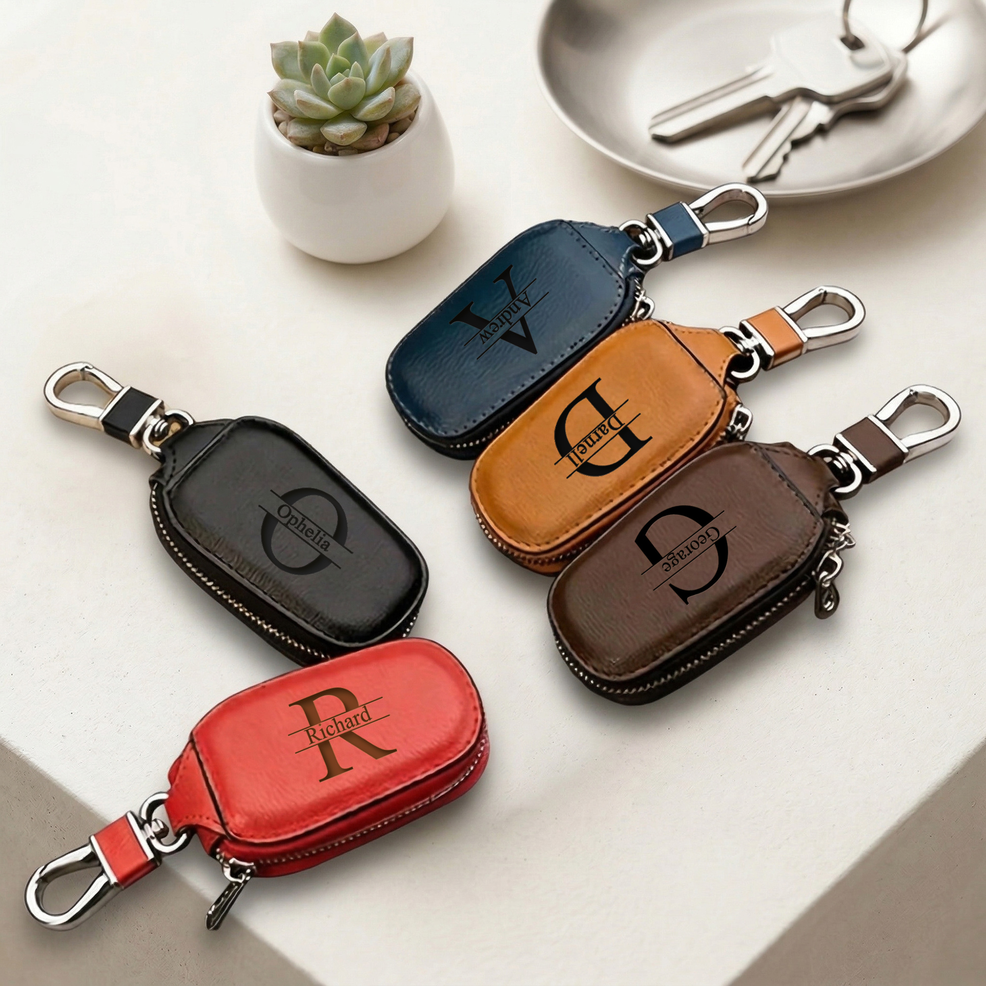 Personalized Custom Zipper Key - Monogram Keychain Leather のレビューと価格
