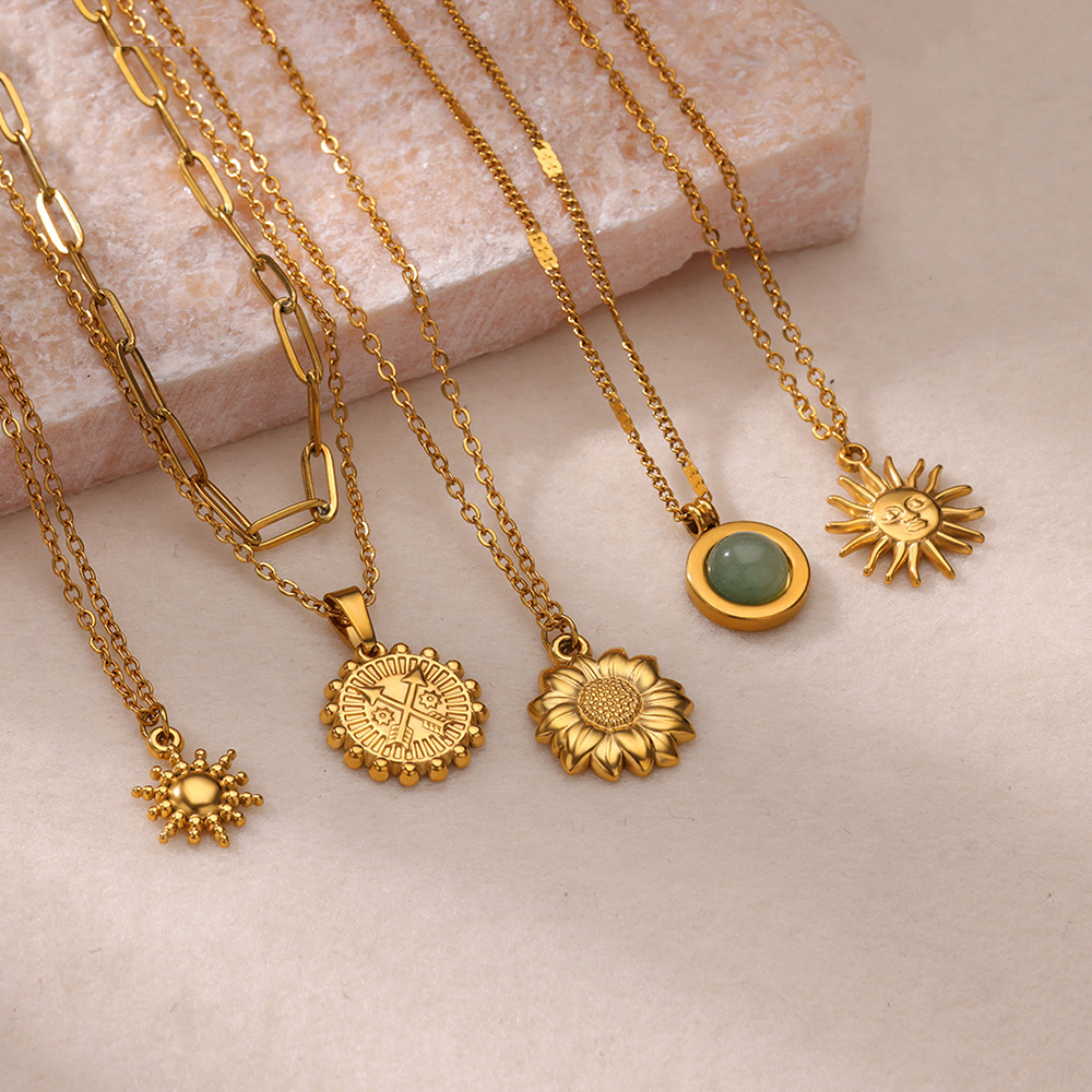 Stainless Steel Geometric Neck - Birth Flower Necklace のレビューと価格