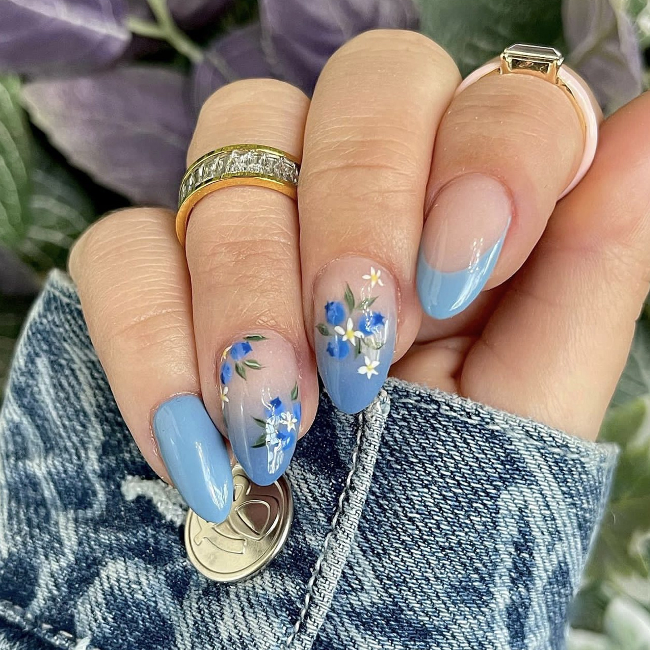 24Pcs Simple Almond Nails Tips - Pressed Flower Art のレビューと価格