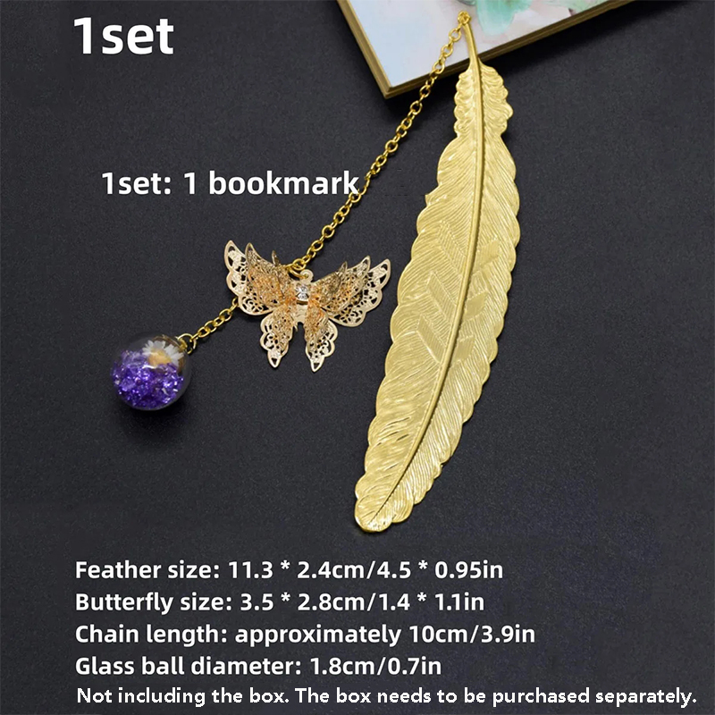 1pc Chinese Style Metal Feathe - Dried Flower Bookmark のレビューと価格