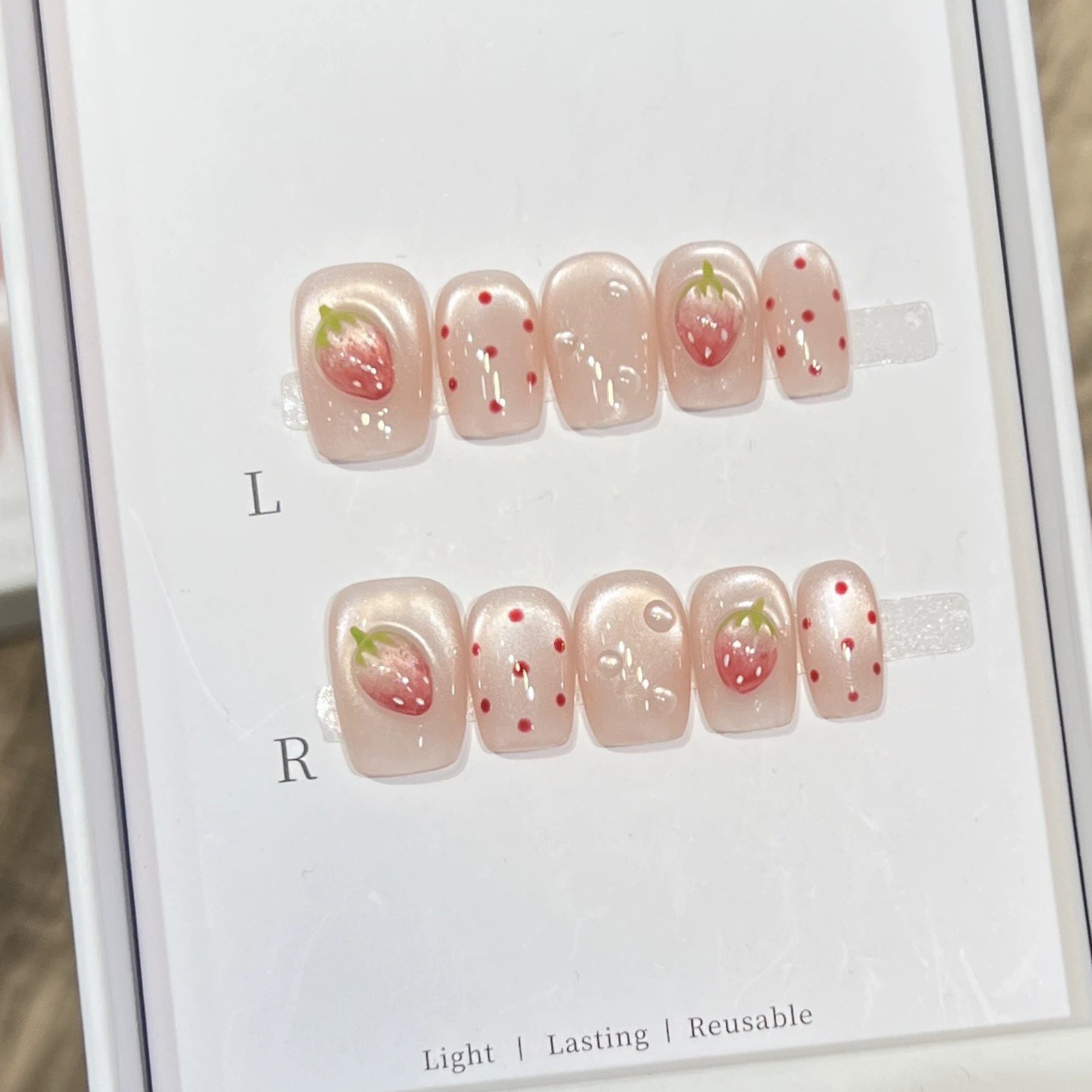 10PCS Short Square Fake Nails  - Pressed Flower Art のレビューと価格