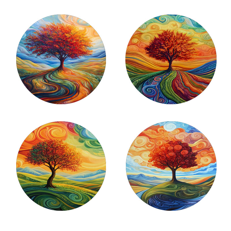 4 tree print coasters, suitabl - Family Tree Print のレビューと価格