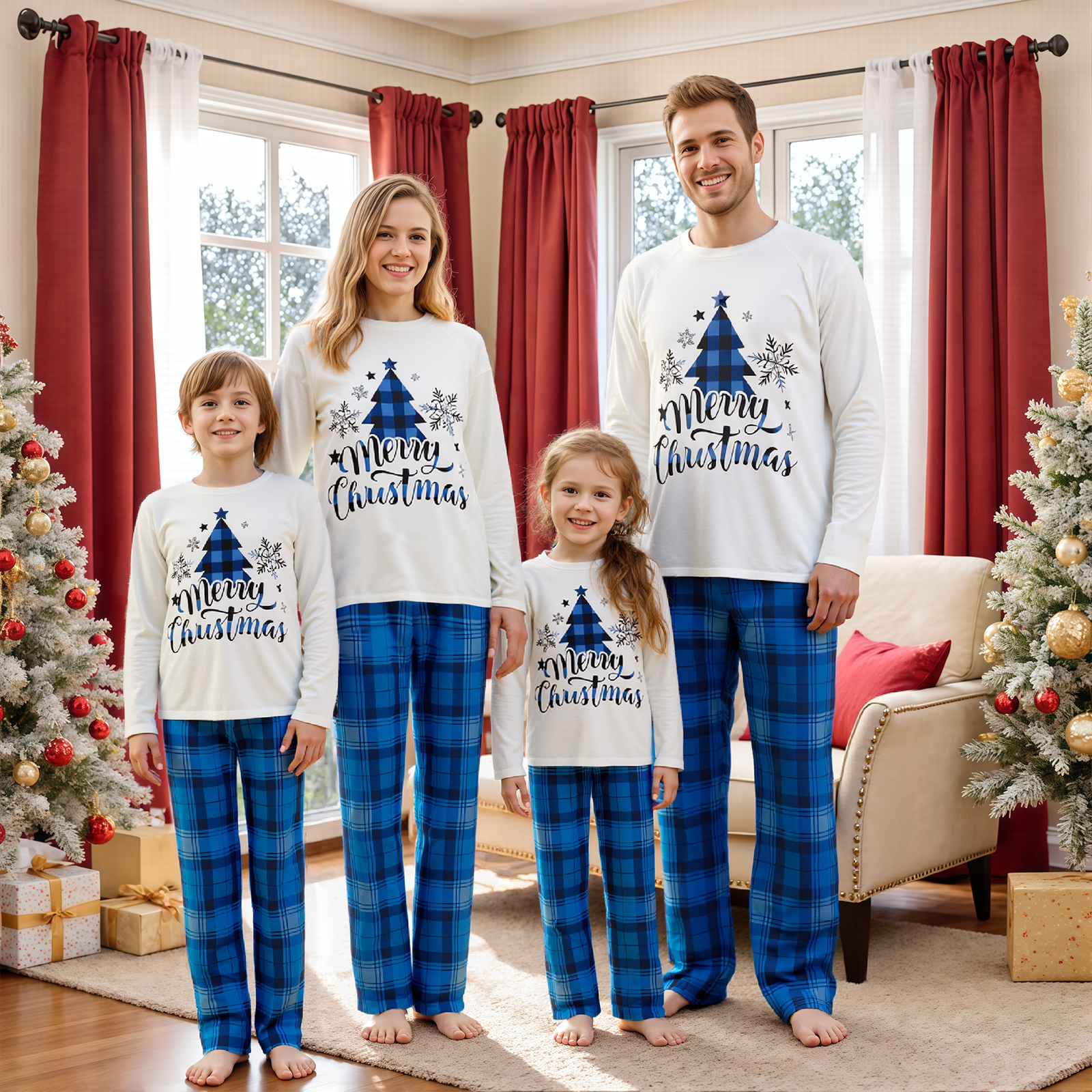 Family Matching Christmas Paja - Family Tree Print のレビューと価格