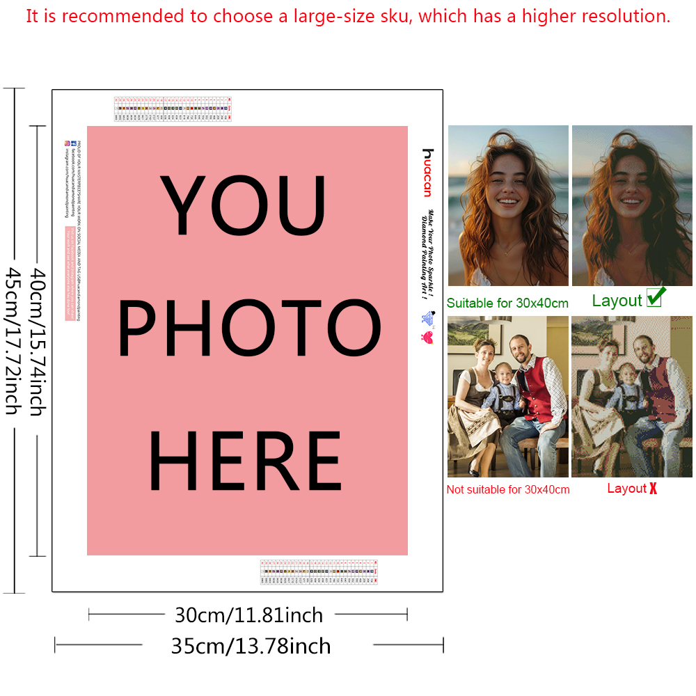 HUACAN Customized Photo 5D Diy - Photo Mosaic Print のレビューと価格