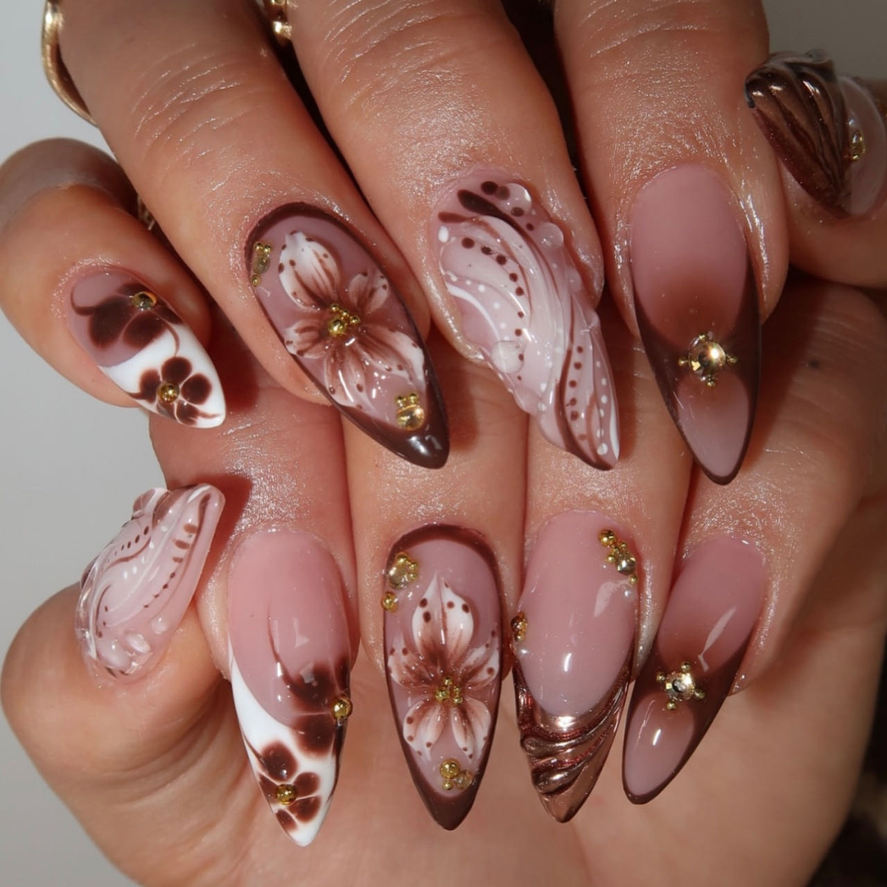 Medium fake nails for women gr - Pressed Flower Art のレビューと価格