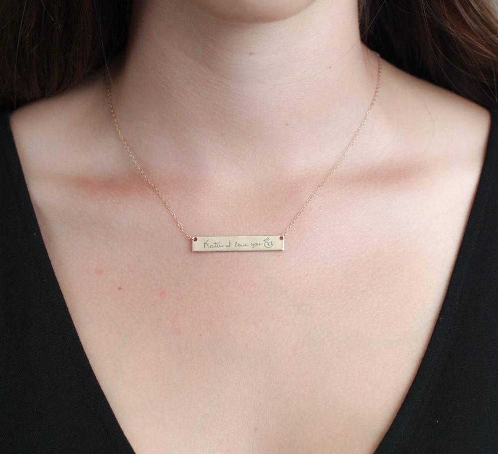 Personalized Custom Actual Han - Handwriting Necklace Bar のレビューと価格