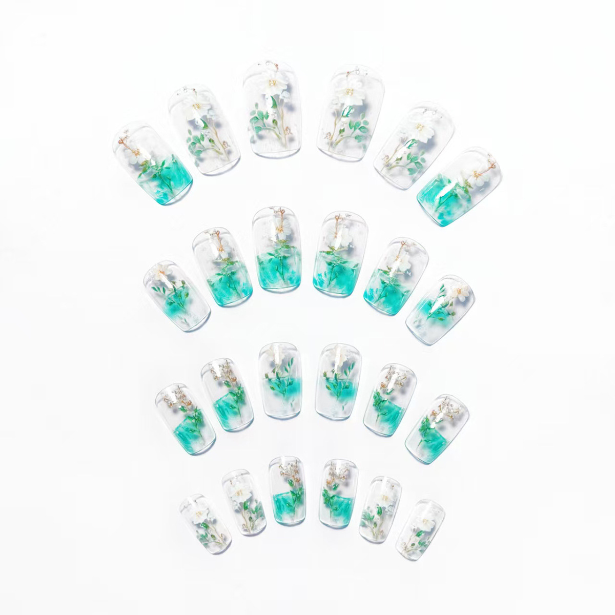 Medium fake nails for women gi - Pressed Flower Art のレビューと価格
