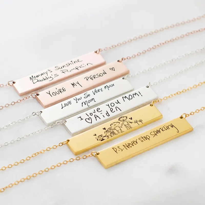 Custom Handwriting Name Bar Pe - Handwriting Necklace Bar のレビューと価格