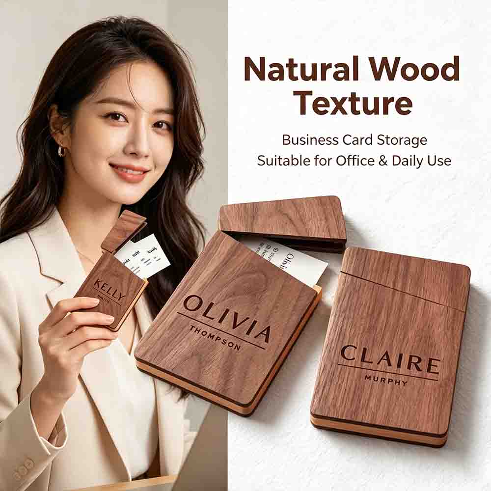 Business Card Holder Wooden Of - Personalized Name Box のレビューと価格