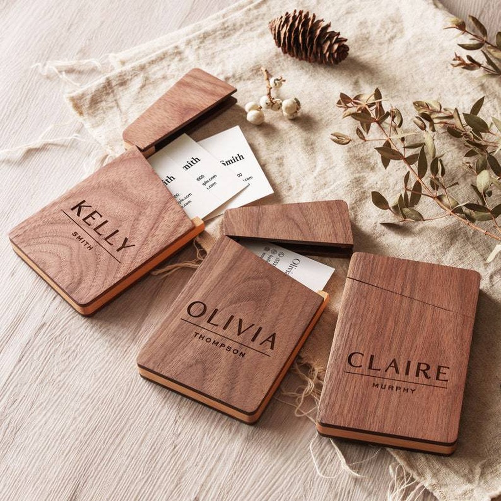 Business Card Holder Wooden Of - Personalized Name Box のレビューと価格