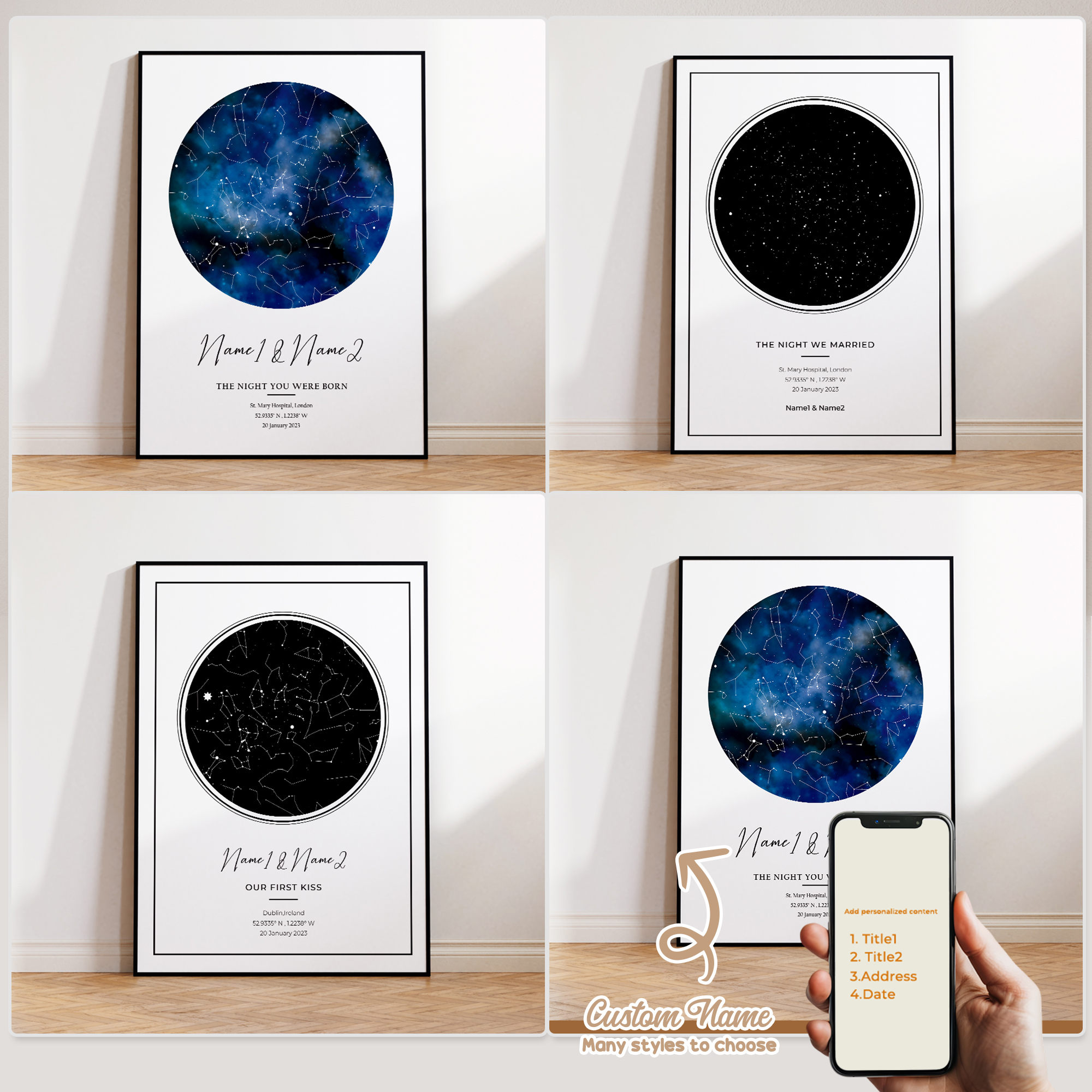 Modern Custom Personalized Nig - Custom Star Map のレビューと価格
