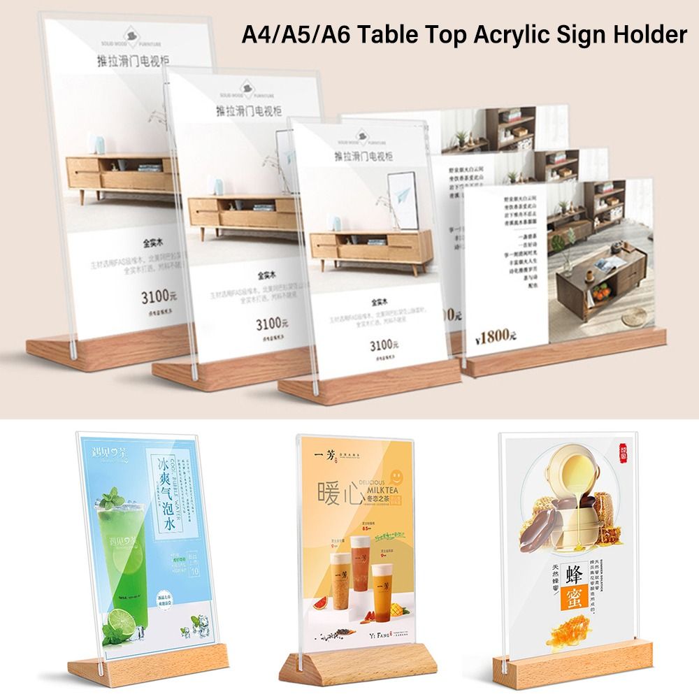 Durable Acrylic Table Top Sign - Engraved Wood Frame のレビューと価格