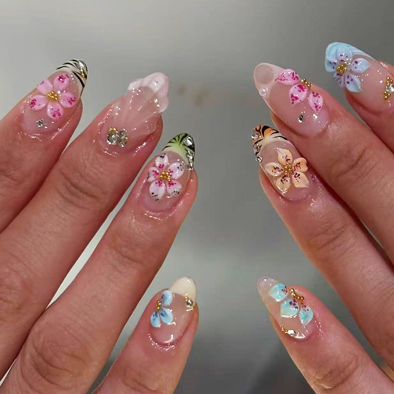 24PCS Yellow Almond Press On N - Pressed Flower Art のレビューと価格