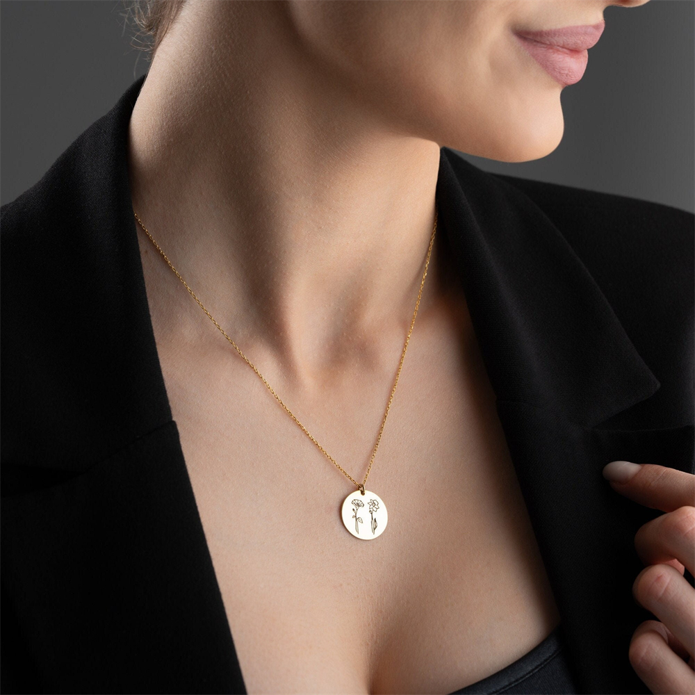 Family Birth flower Necklace C - Birth Flower Necklace のレビューと価格