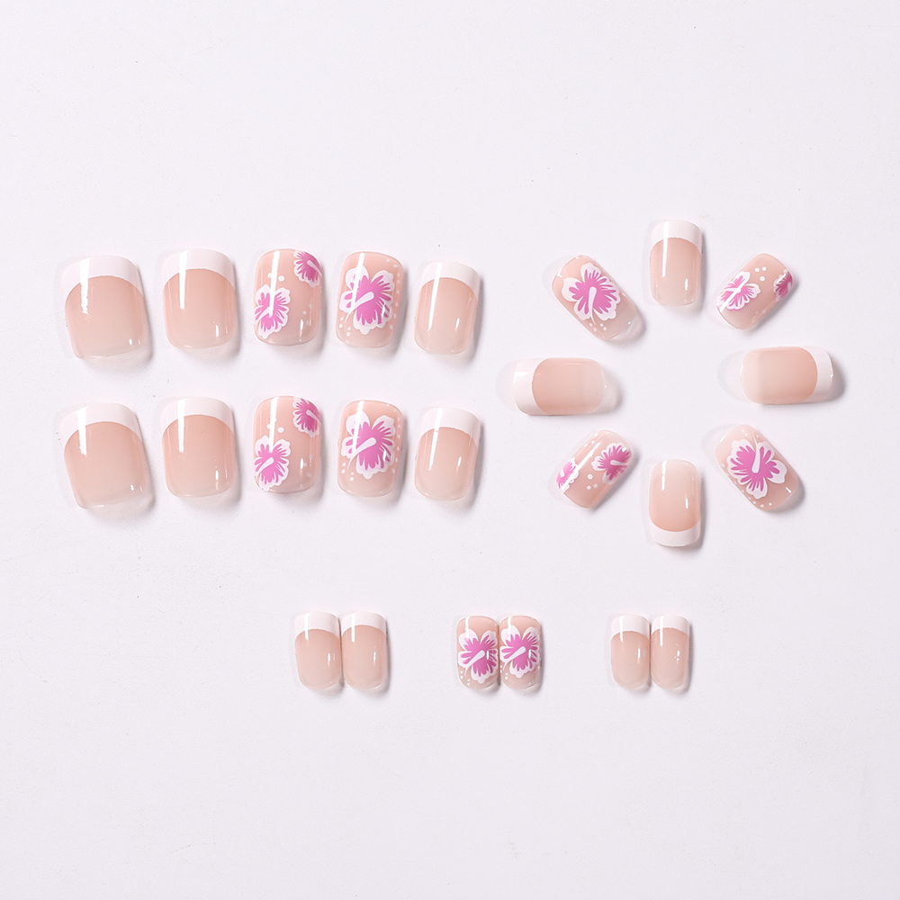 24Pcs French Flower False Nail - Pressed Flower Art のレビューと価格