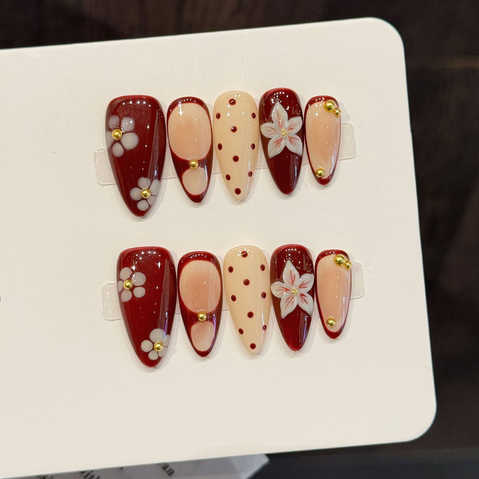 10pcs Handmade Wine Red French - Pressed Flower Art のレビューと価格