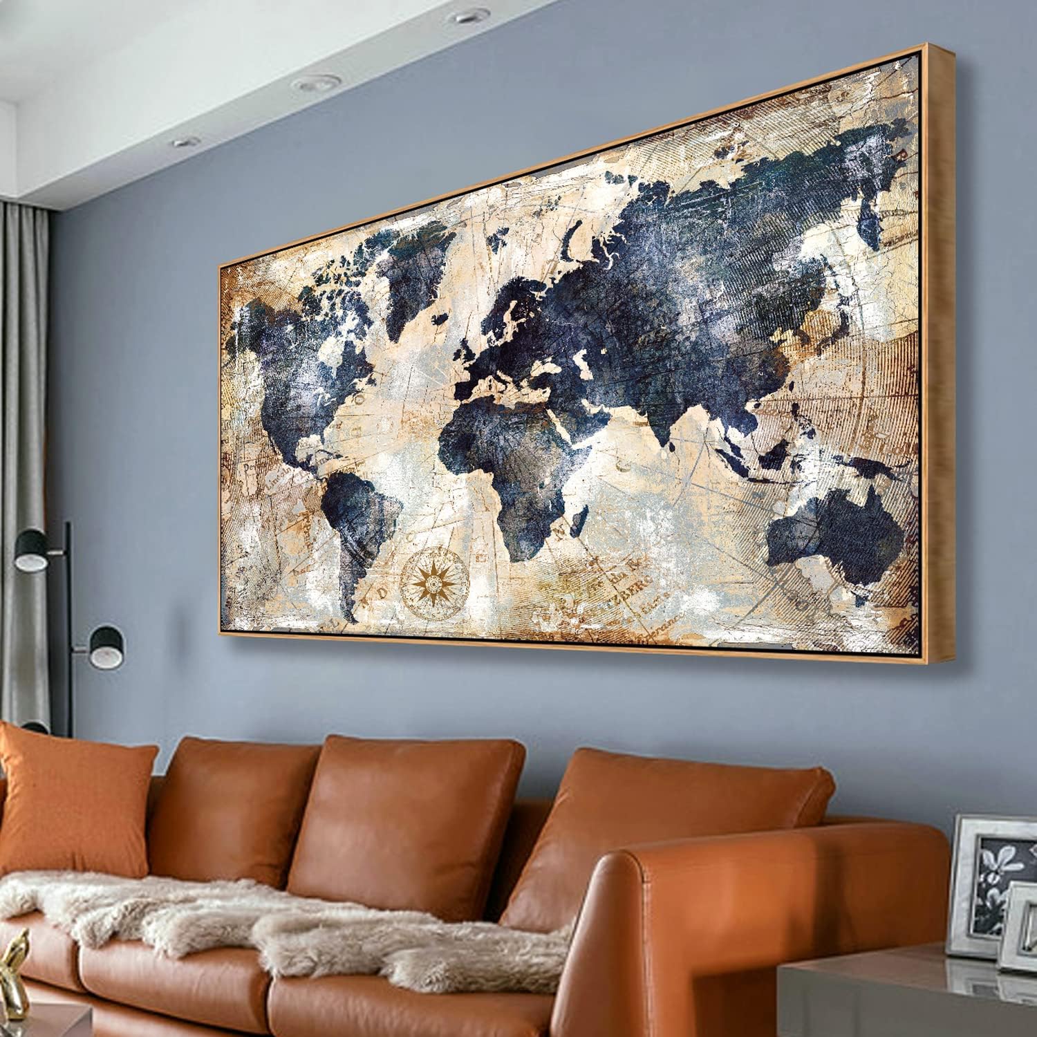 Framed World Map Wall Art Prin - Custom Star Map のレビューと価格