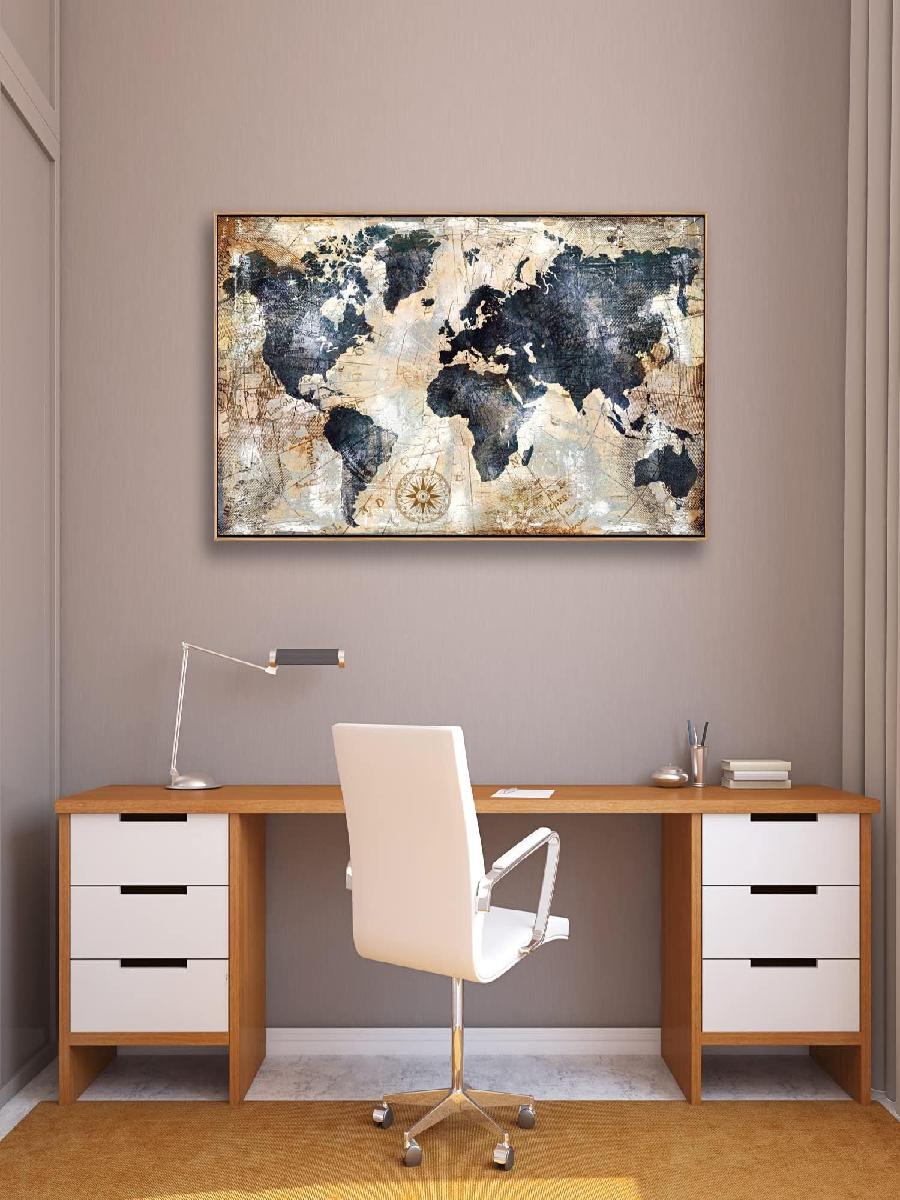Framed World Map Wall Art Prin - Custom Star Map のレビューと価格