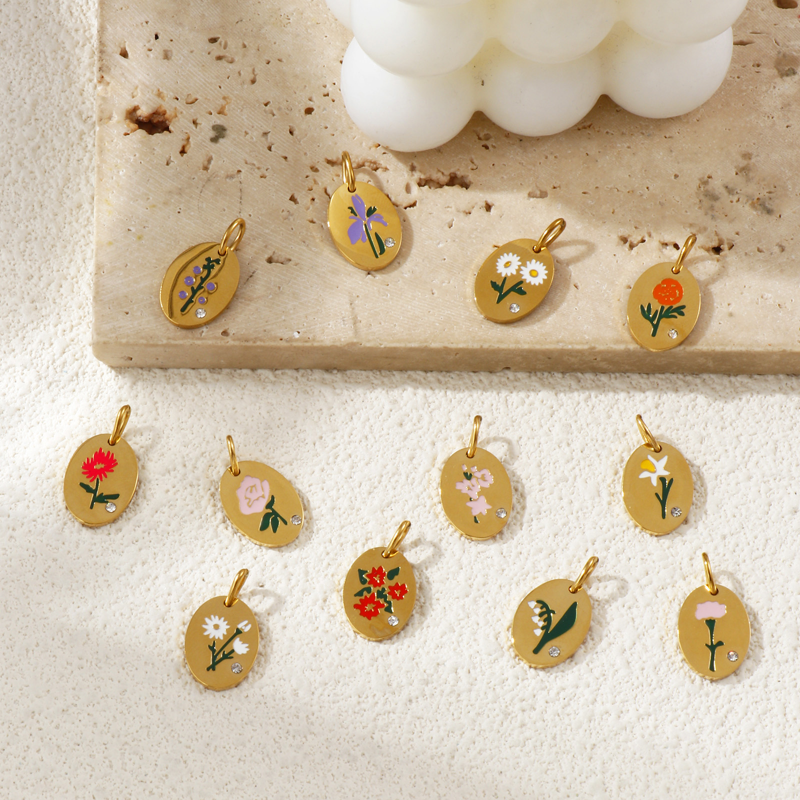 1 Piece 304 Stainless Steel Bi - Birth Flower Necklace のレビューと価格